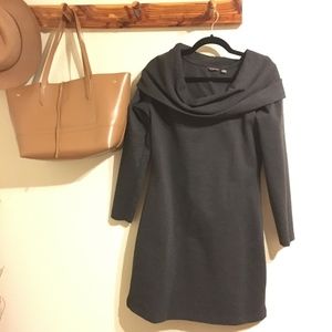 Charcoal gray Merrell hooded cowl neck dress